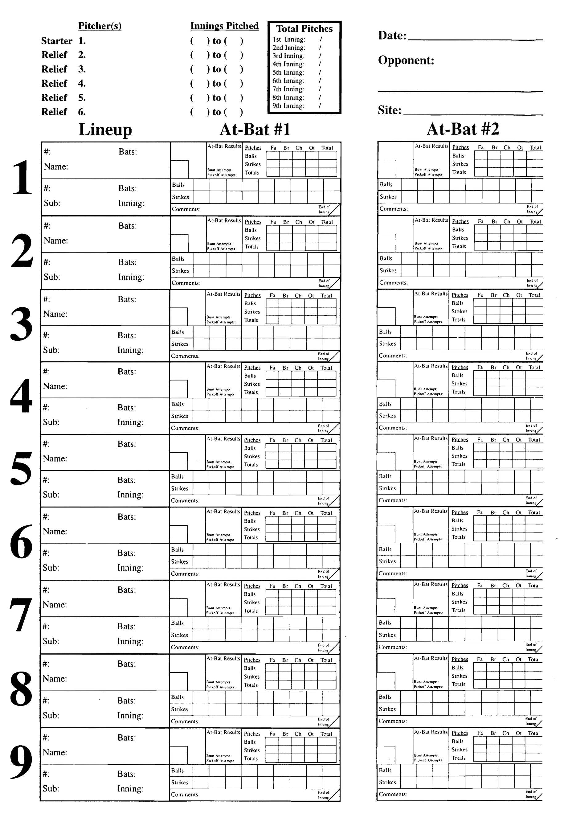 Pitching Chart System - Replacement Set
